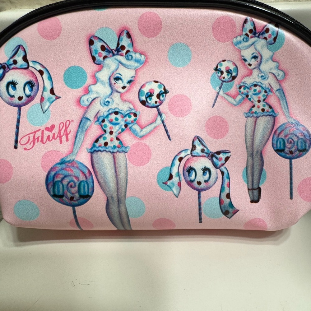 Fluff Black and Pink Cosmetic Bag